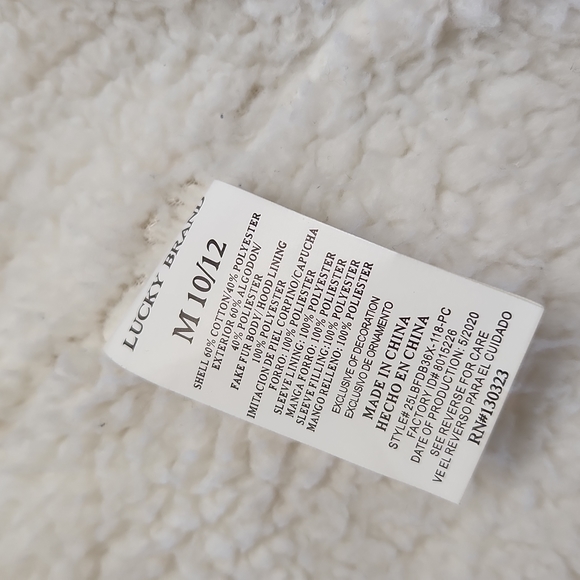 Lucky Brand Girls' Full Zip Sherpa Fleece Hoodie Putty Beige Heather Size 10-12 - Picture 8 of 12